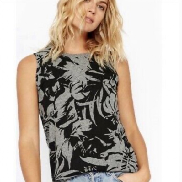 ANTHROPOLOGIE ♡ Sol Angeles X Anthropologie Black Tropical Leaf Tank Top - Picture 2 of 7